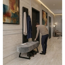 Ławka Do Przedpokoju Z Wieszakiem Metalowa Siedzisko Tapicerowane Stal LMW-6